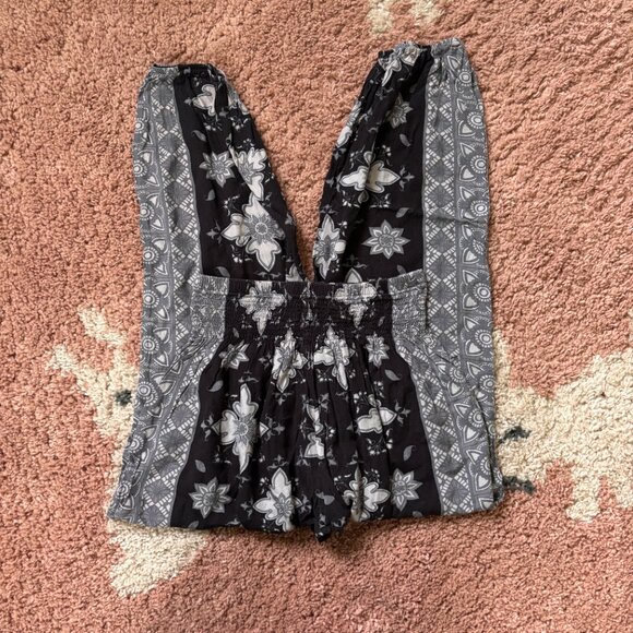 Lotus and Luna Sz S Boho Jogger Style Pants Gray Black White Hippie Handmade - Picture 2 of 8